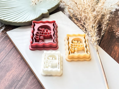 Snowman Stamp Shaped Cutter - Christmas Frame Style Polymer Clay Cutter, 3 - 5cm, Made in the UK-Christmas Clay Cutters