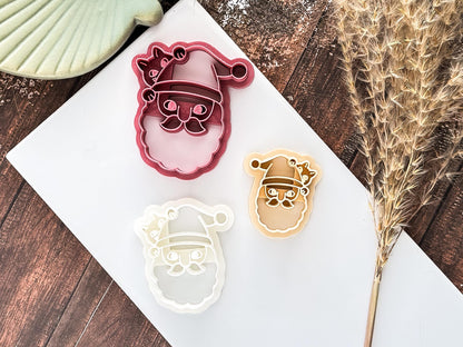 Santa Shaped Cutter - Christmas Clay Cutter with Santa and Cat Details, 3 - 5cm, Made in the UK-Christmas Clay Cutters