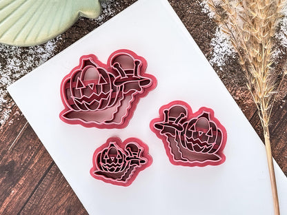 Snail With Pumpkin Shell Clay Cutter, Various sizes and Mirrored Options Available-Halloween Clay Cutters