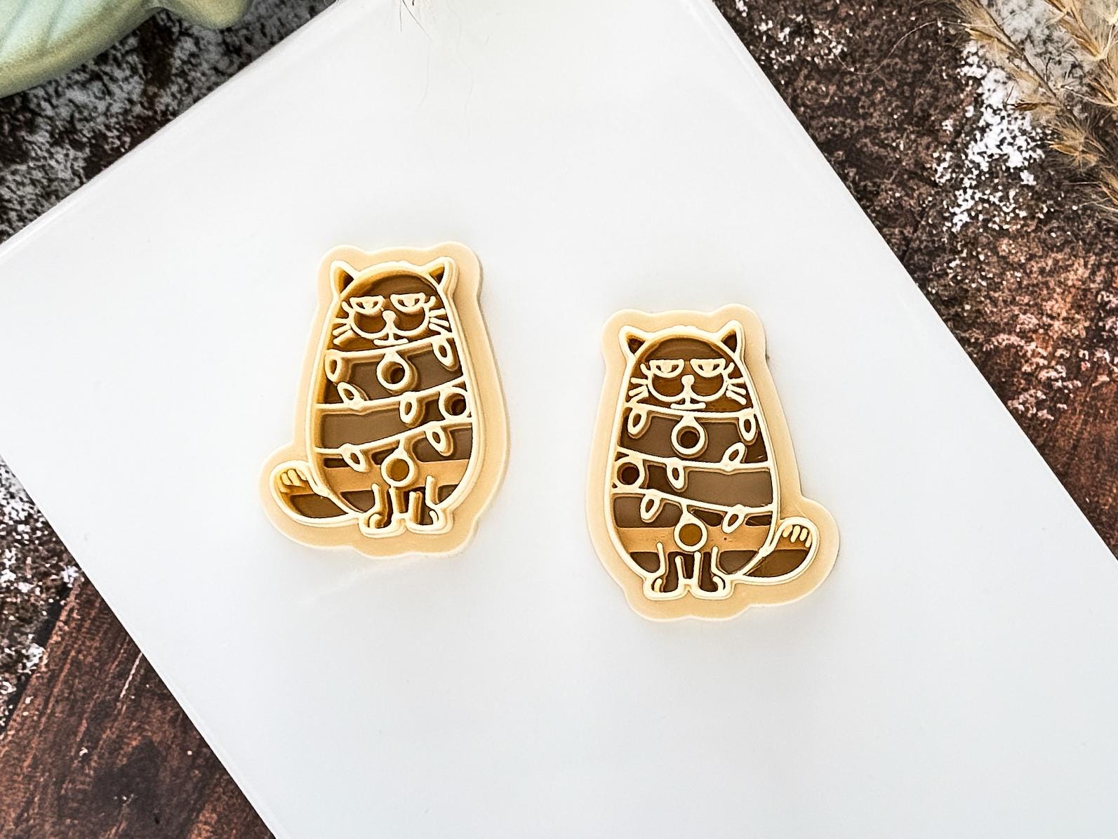 Christmas Tangled Up Cat Clay Cutter, Cute Cat Shaped Cutting Tool for Polymer Clay, Various Sizes, UK Made-Christmas Clay Cutters