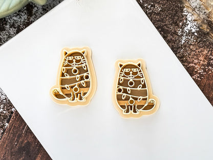 Christmas Tangled Up Cat Clay Cutter, Cute Cat Shaped Cutting Tool for Polymer Clay, Various Sizes, UK Made-Christmas Clay Cutters