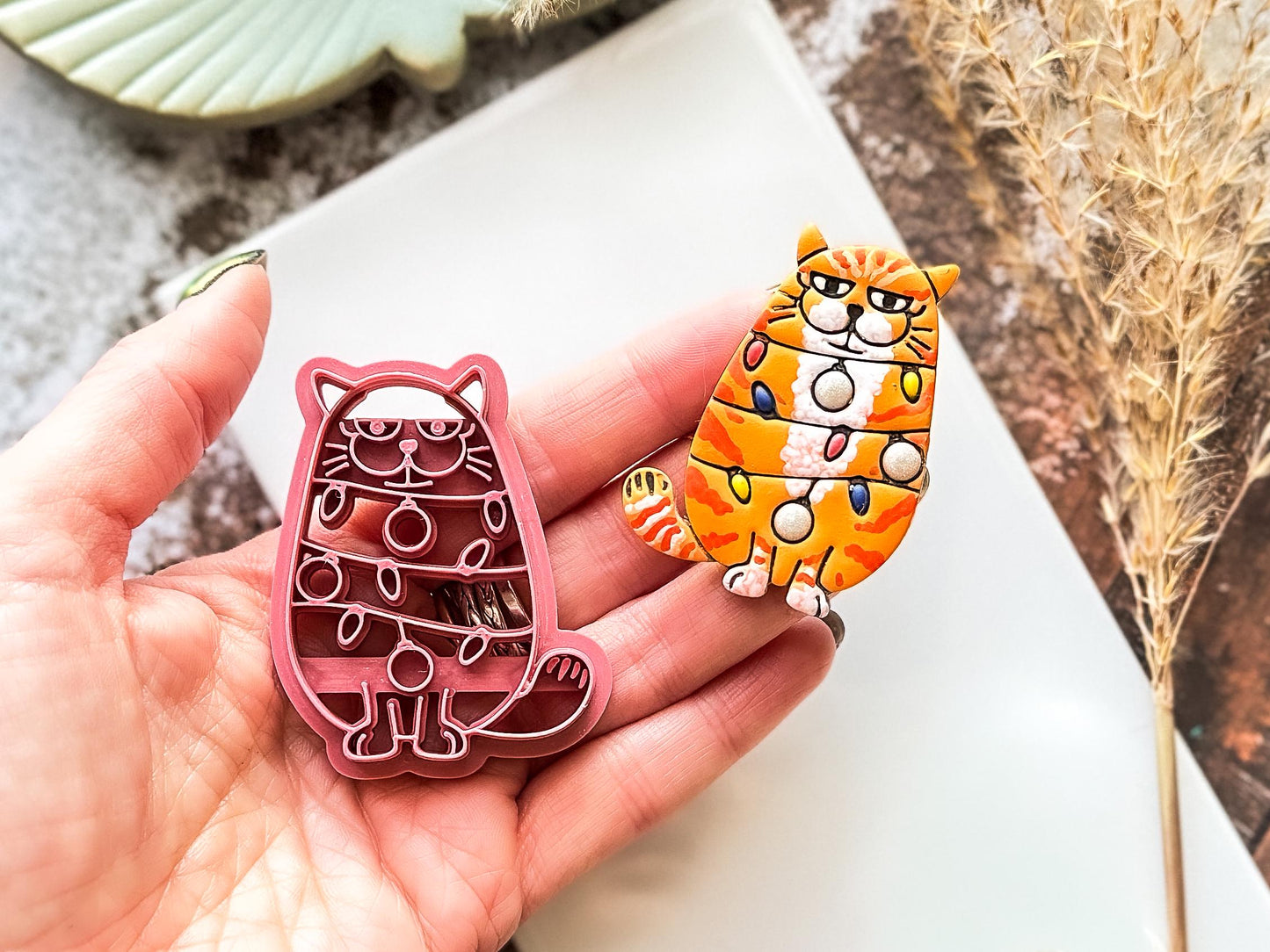 Christmas Tangled Up Cat Clay Cutter, Cute Cat Shaped Cutting Tool for Polymer Clay, Various Sizes, UK Made-Christmas Clay Cutters