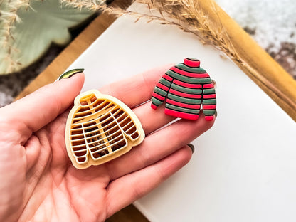 Christmas Jumper Clay Cutter: Striped Sweater Shape Tool, 2.5 - 4.5cm-Christmas Clay Cutters
