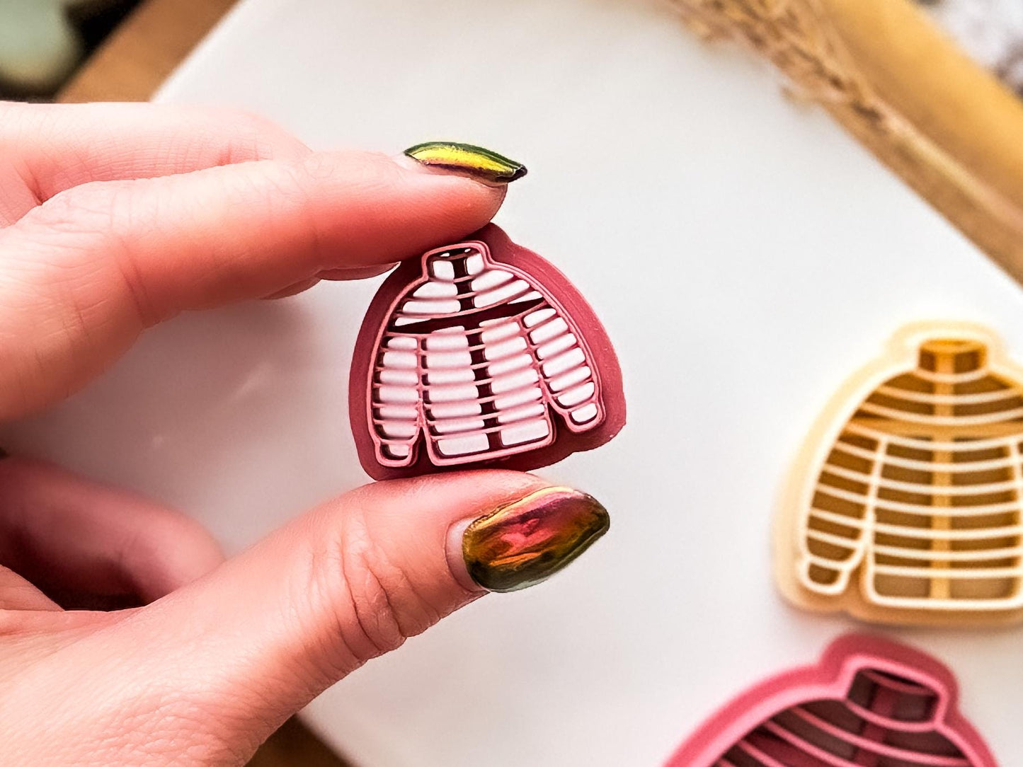 Christmas Jumper Clay Cutter: Striped Sweater Shape Tool, 2.5 - 4.5cm-Christmas Clay Cutters