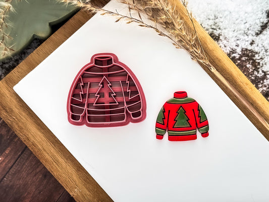 Christmas Tree Jumper Clay Cutter: Festive Sweater Design, 2.5 - 4.5cm-Christmas Clay Cutters