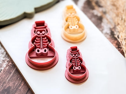 Clay Cutter - Skeleton Snowman with Top Hat, Spooky Festive Tool For Polymer Clay-Christmas Clay Cutters
