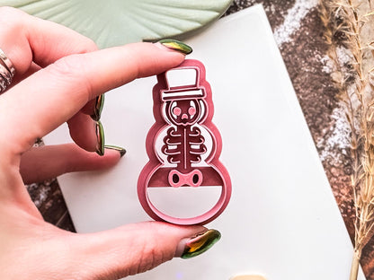 Clay Cutter - Skeleton Snowman with Top Hat, Spooky Festive Tool For Polymer Clay-Christmas Clay Cutters