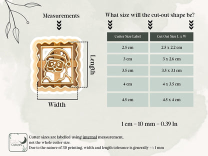 Christmas Stamp Shaped Cutter - Santa Face With Curved Edges, Tool For Polymer Clay, Silver Clay, Ceramic Clay, Fondant, Dough, 5 Sizes.-Christmas Clay Cutters