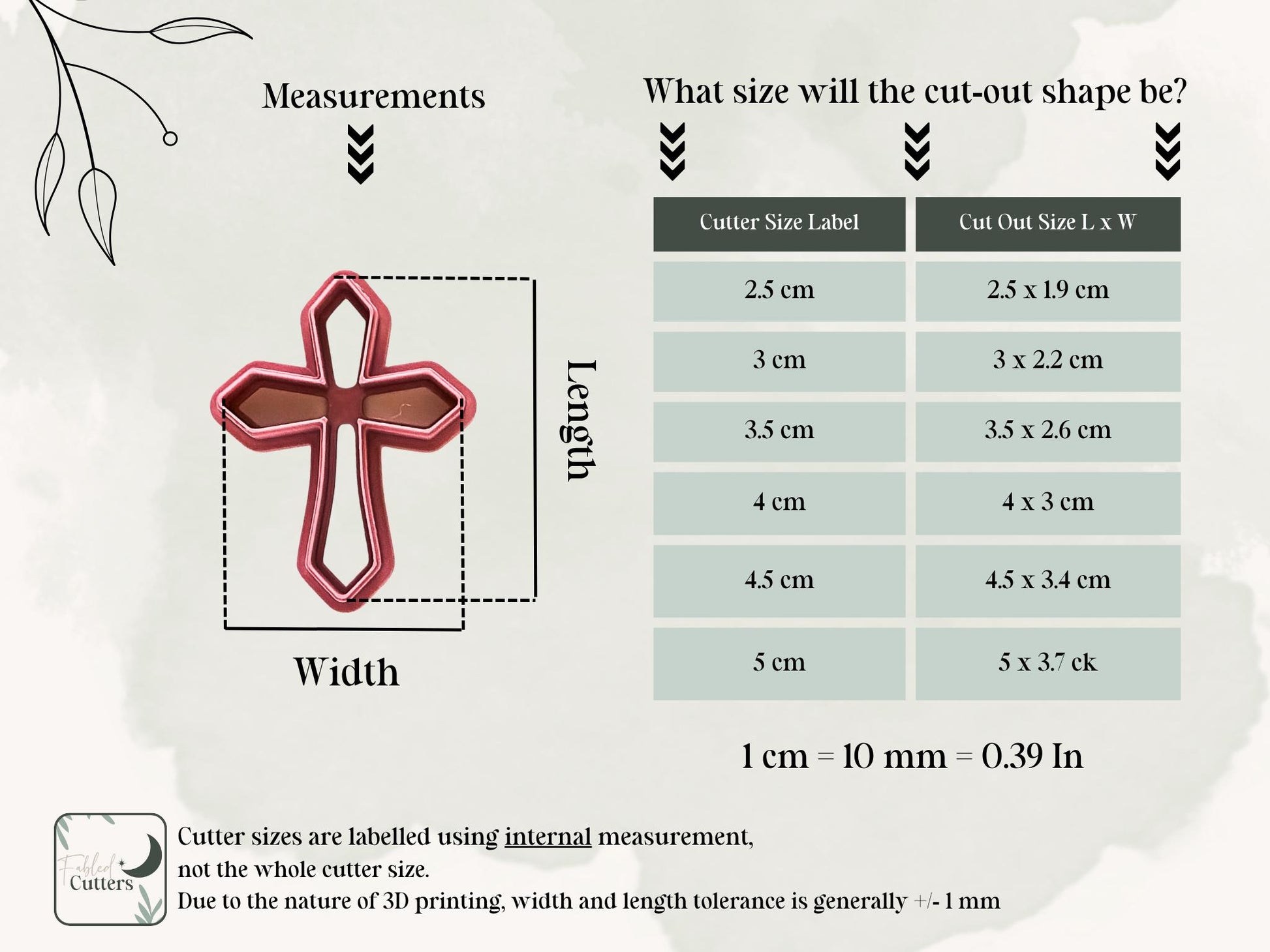 Cross Clay Cutter 1 - Rounded Point Cross Shaped Cutter for Polymer Clay, Metal Clay, Fondant, Various Sizes-Basic Clay Cutters
