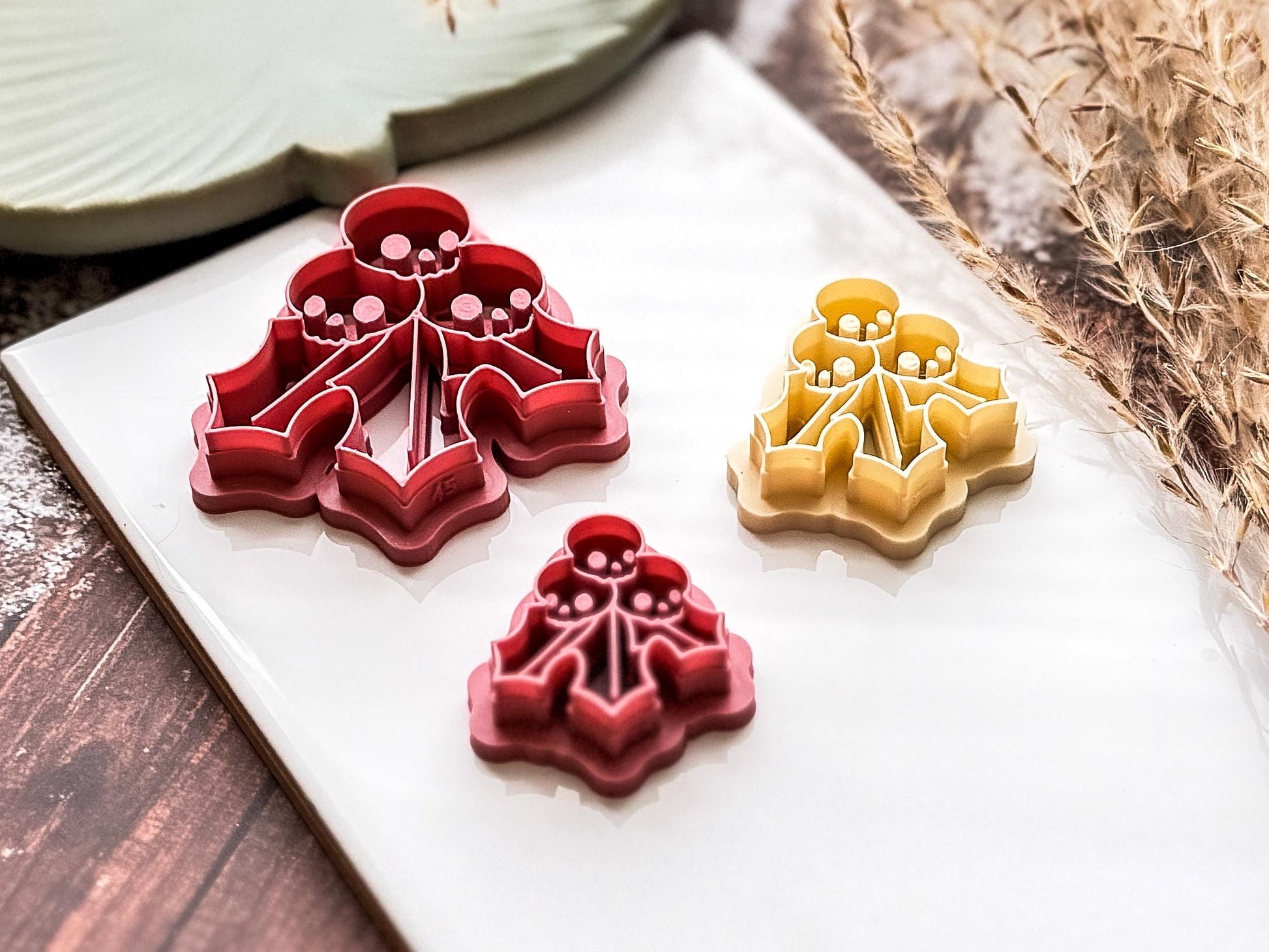 Gothic Christmas Holly Cutter, Skull And Leaves Detail for Polymer Clay, Fondant-Christmas Clay Cutters