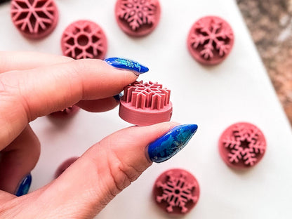 Snowflake Clay Stamp Set, 10 different debossing designs for winter clay and baking crafts-Christmas Clay Cutters