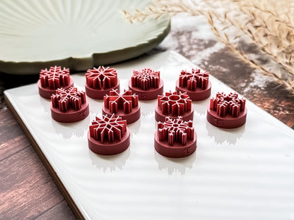 Snowflake Clay Stamp Set, 10 different debossing designs for winter clay and baking crafts-Christmas Clay Cutters