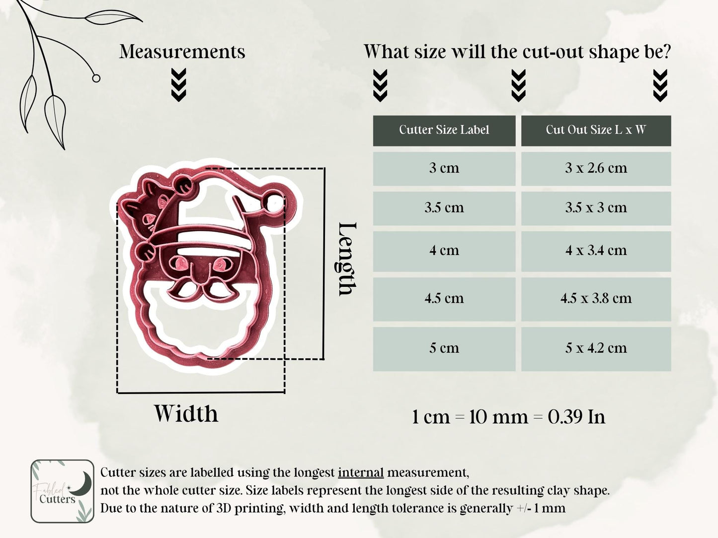 Santa Shaped Cutter - Christmas Clay Cutter with Santa and Cat Details, 3 - 5cm, Made in the UK-Christmas Clay Cutters