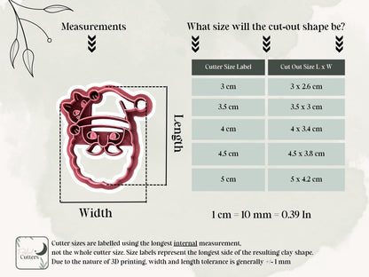Santa Shaped Cutter - Christmas Clay Cutter with Santa and Cat Details, 3 - 5cm, Made in the UK-Christmas Clay Cutters