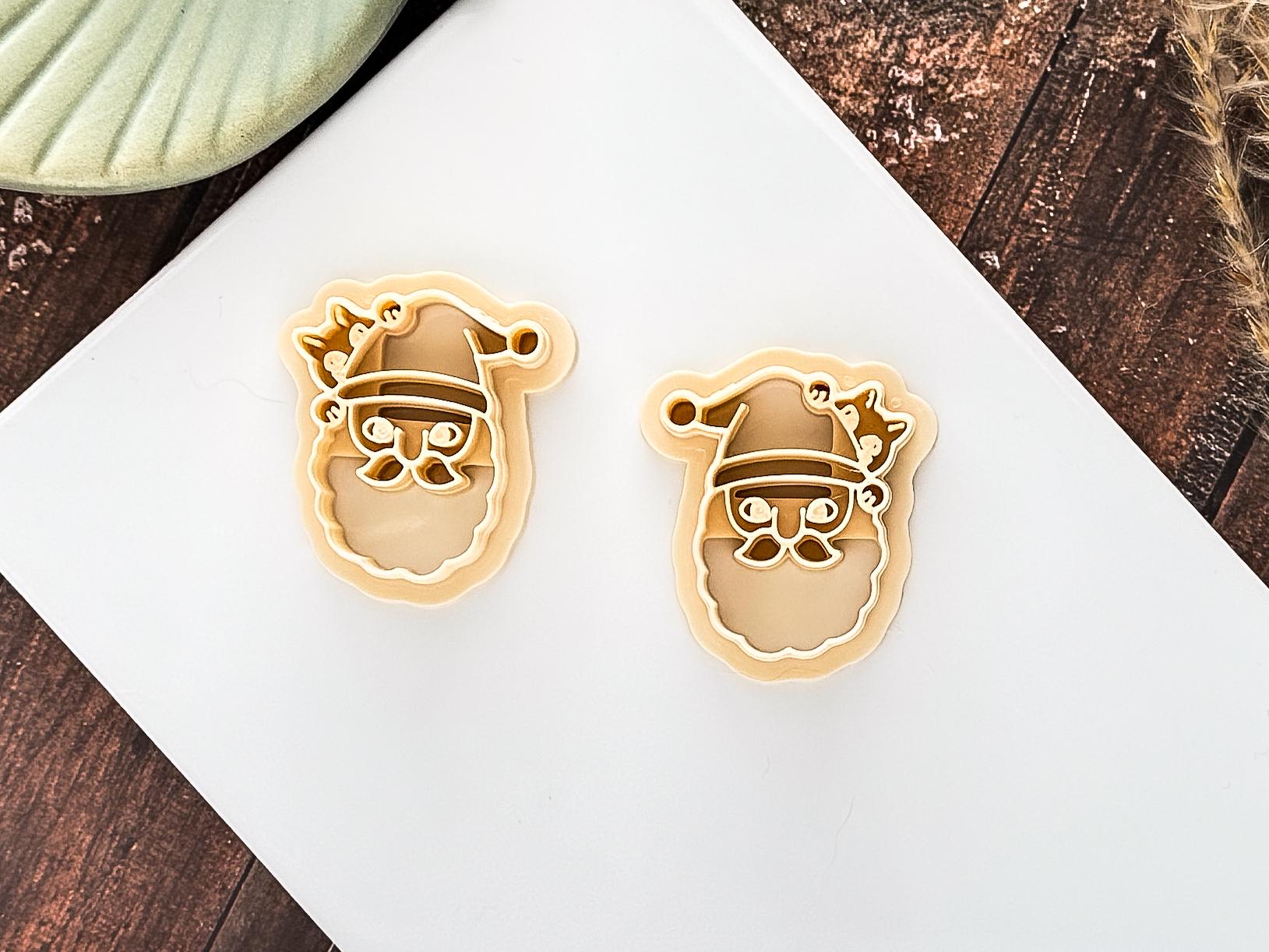 Santa Shaped Cutter - Christmas Clay Cutter with Santa and Cat Details, 3 - 5cm, Made in the UK-Christmas Clay Cutters