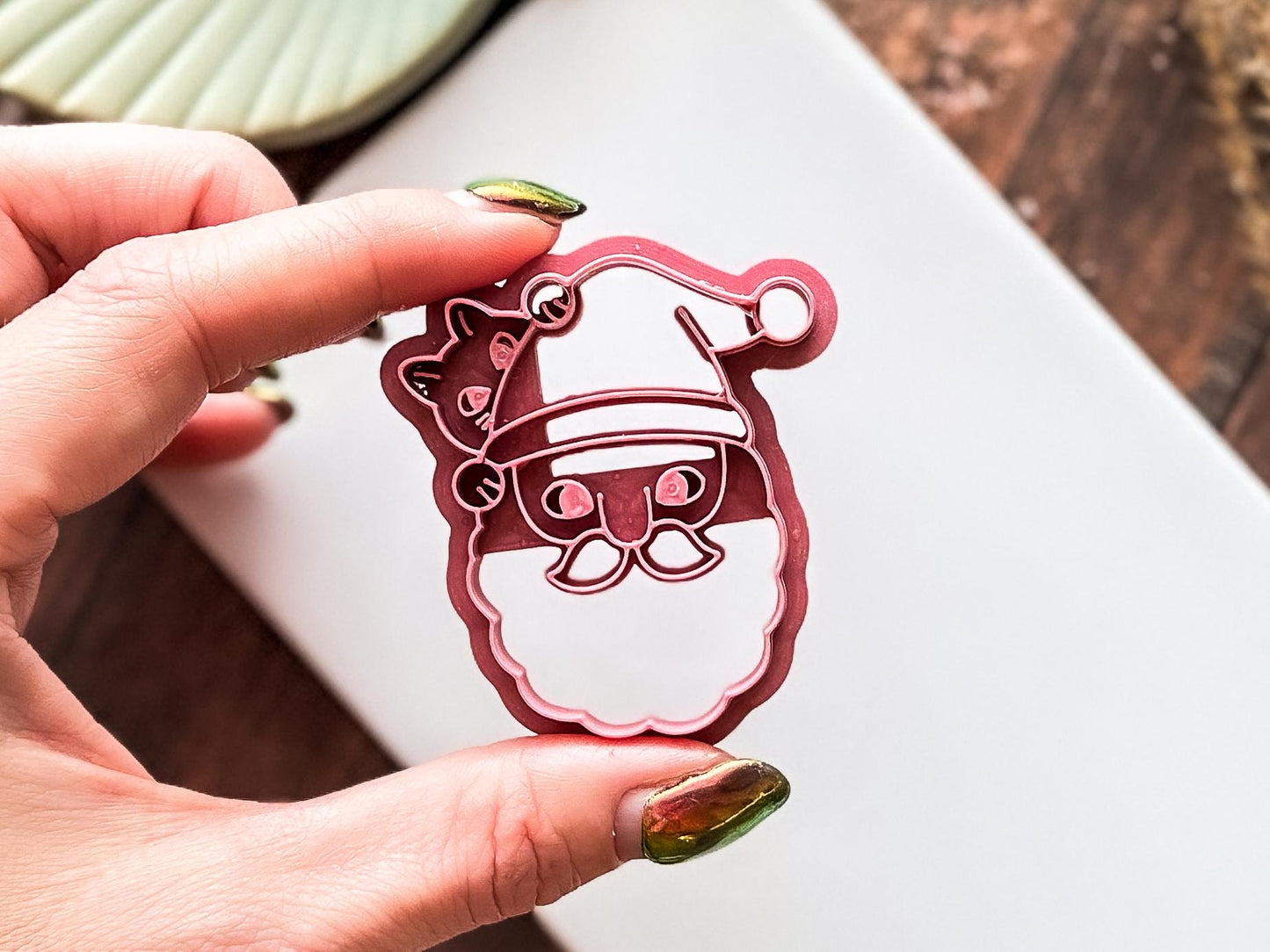 Santa Shaped Cutter - Christmas Clay Cutter with Santa and Cat Details, 3 - 5cm, Made in the UK-Christmas Clay Cutters