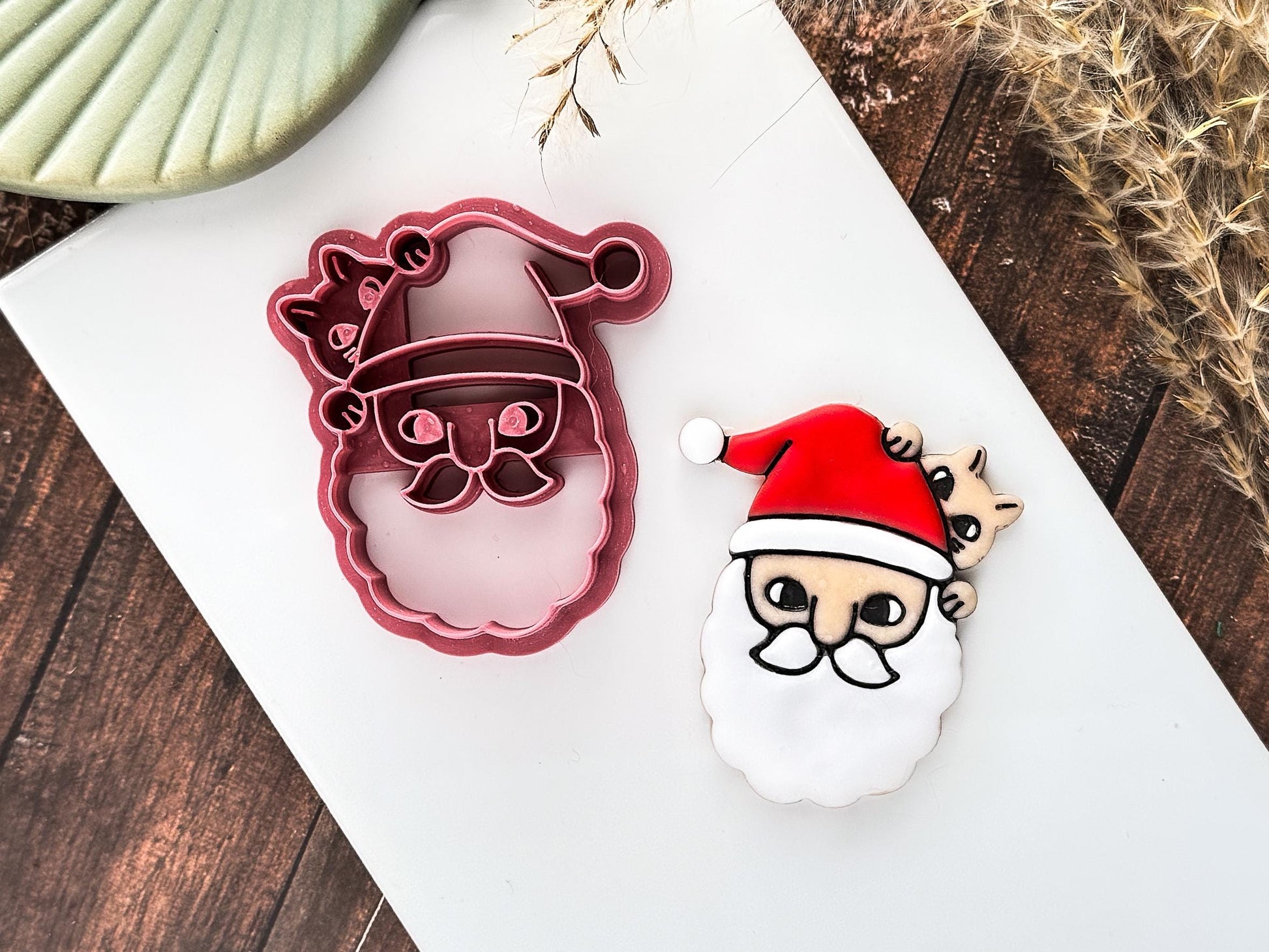 Santa Shaped Cutter - Christmas Clay Cutter with Santa and Cat Details, 3 - 5cm, Made in the UK-Christmas Clay Cutters