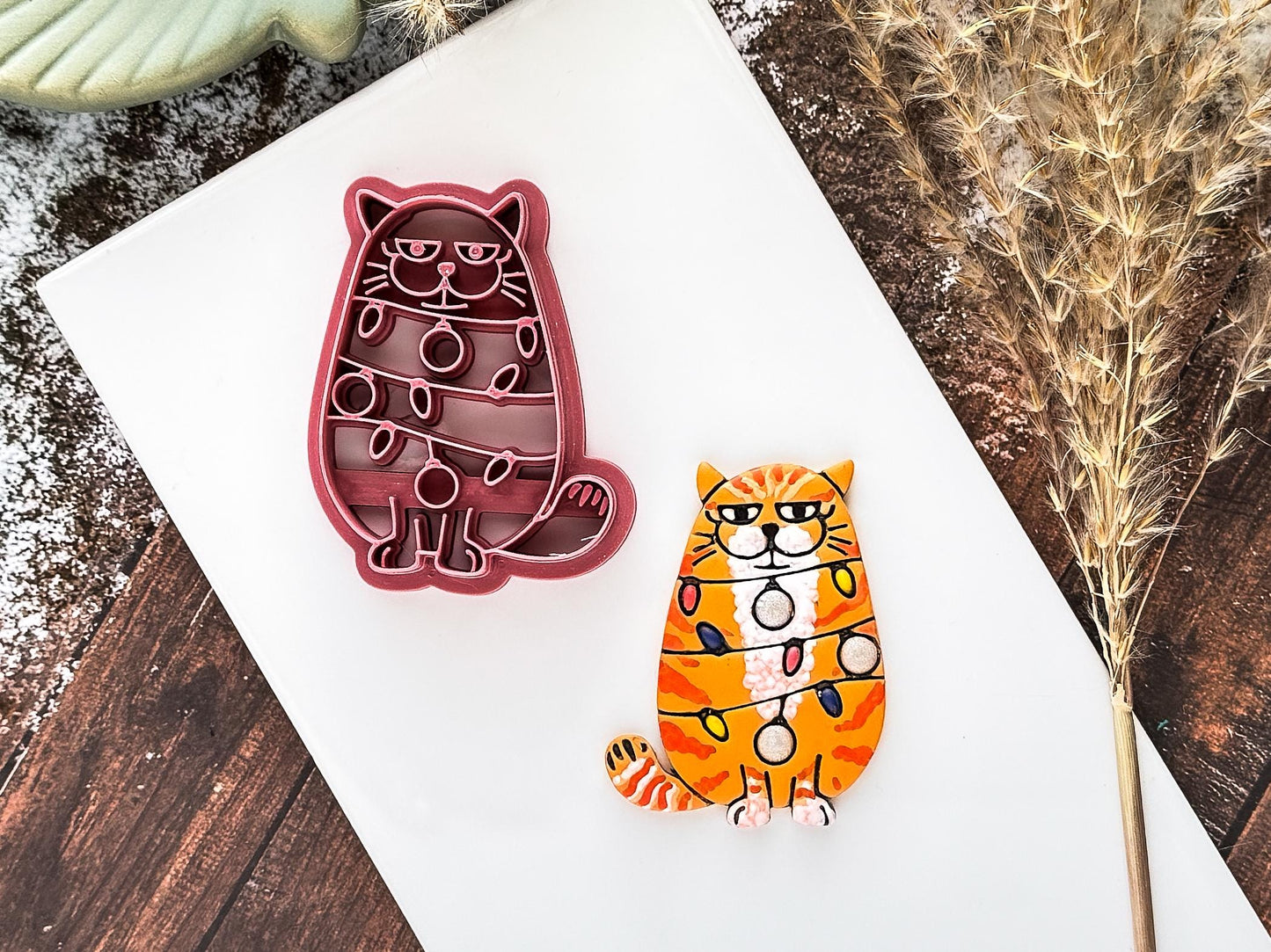 Christmas Tangled Up Cat Clay Cutter, Cute Cat Shaped Cutting Tool for Polymer Clay, Various Sizes, UK Made-Christmas Clay Cutters