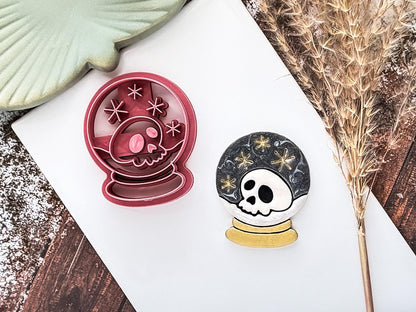 Gothic Snowglobe Clay Cutter, Spooky Christmas Clay Tool With Skull Detail, 2.5 - 4.5cm-Christmas Clay Cutters