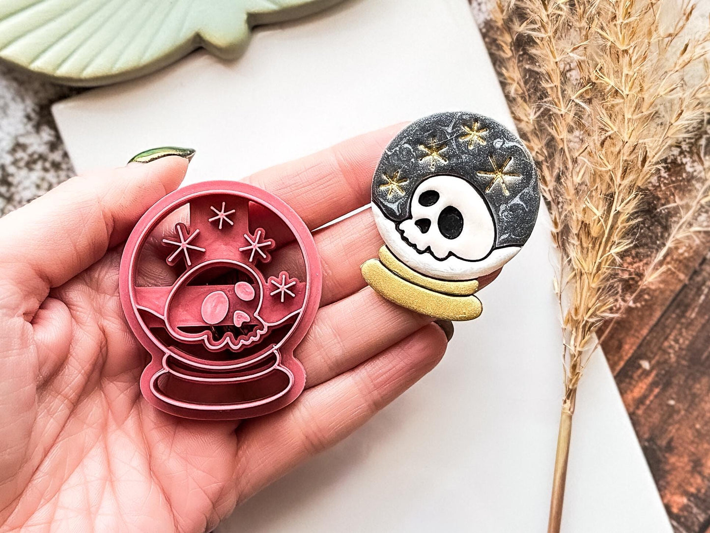 Gothic Snowglobe Clay Cutter, Spooky Christmas Clay Tool With Skull Detail, 2.5 - 4.5cm-Christmas Clay Cutters
