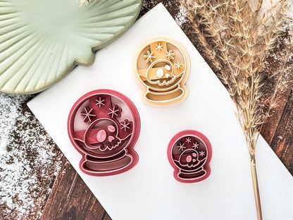 Gothic Snowglobe Clay Cutter, Spooky Christmas Clay Tool With Skull Detail, 2.5 - 4.5cm-Christmas Clay Cutters