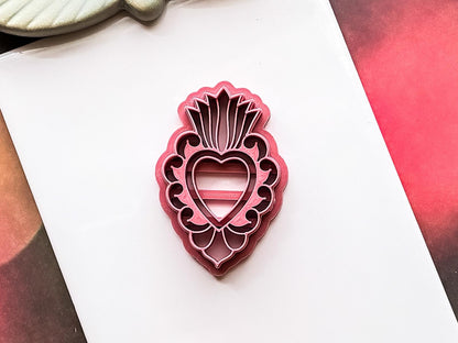 Mexican Sacred Heart Clay Cutter, Ornate Design for Polymer, Metal and Ceramic Clay, Fondant-Romantic Clay Cutters