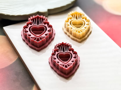 Mexican Sacred Heart Clay Cutter, Ornate Design for Polymer, Metal and Ceramic Clay, Fondant-Romantic Clay Cutters