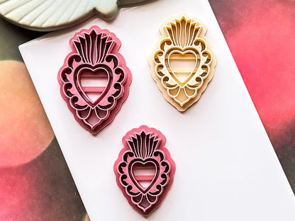 Mexican Sacred Heart Clay Cutter, Ornate Design for Polymer, Metal and Ceramic Clay, Fondant-Romantic Clay Cutters