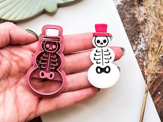Clay Cutter - Skeleton Snowman with Top Hat, Spooky Festive Tool For Polymer Clay-Christmas Clay Cutters