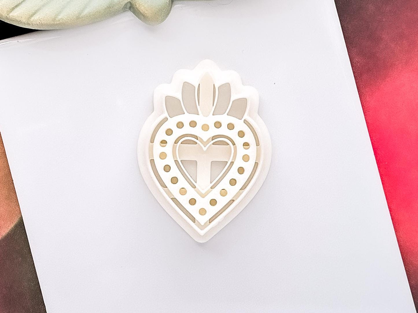 Sacred Heart Clay Cutter Short, Ornate Design for Polymer Metal and Ceramic Clay, Fondant-Romantic Clay Cutters