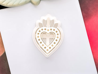 Sacred Heart Clay Cutter Short, Ornate Design for Polymer Metal and Ceramic Clay, Fondant-Romantic Clay Cutters