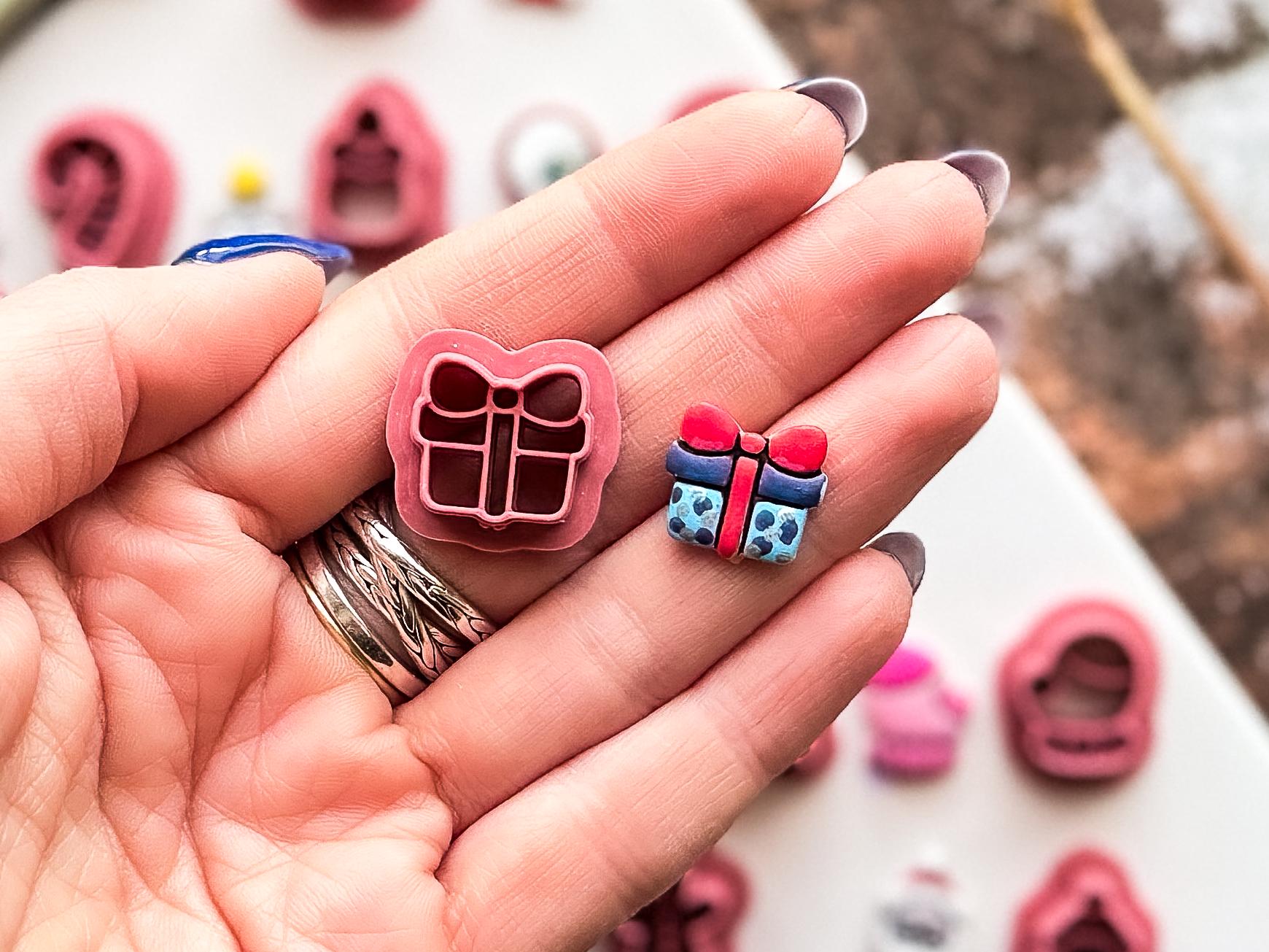 Christmas Stud Cutter Set, Small Festive Shapes For Making Polymer Clay Earrings and Fondant Decorations, 1.5 cm-Christmas Clay Cutters