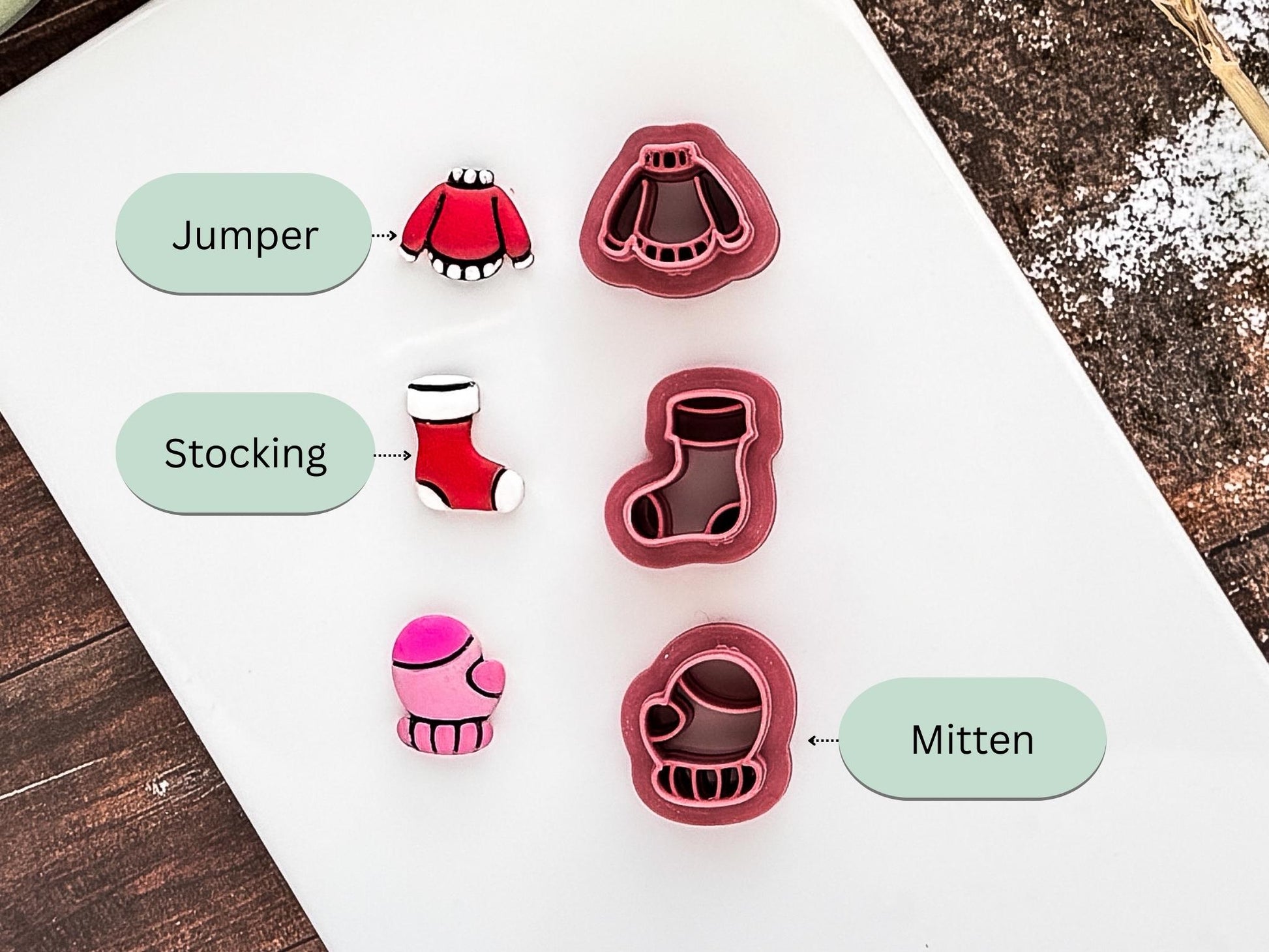 Christmas Stud Cutter Set, Small Festive Shapes For Making Polymer Clay Earrings and Fondant Decorations, 1.5 cm-Christmas Clay Cutters