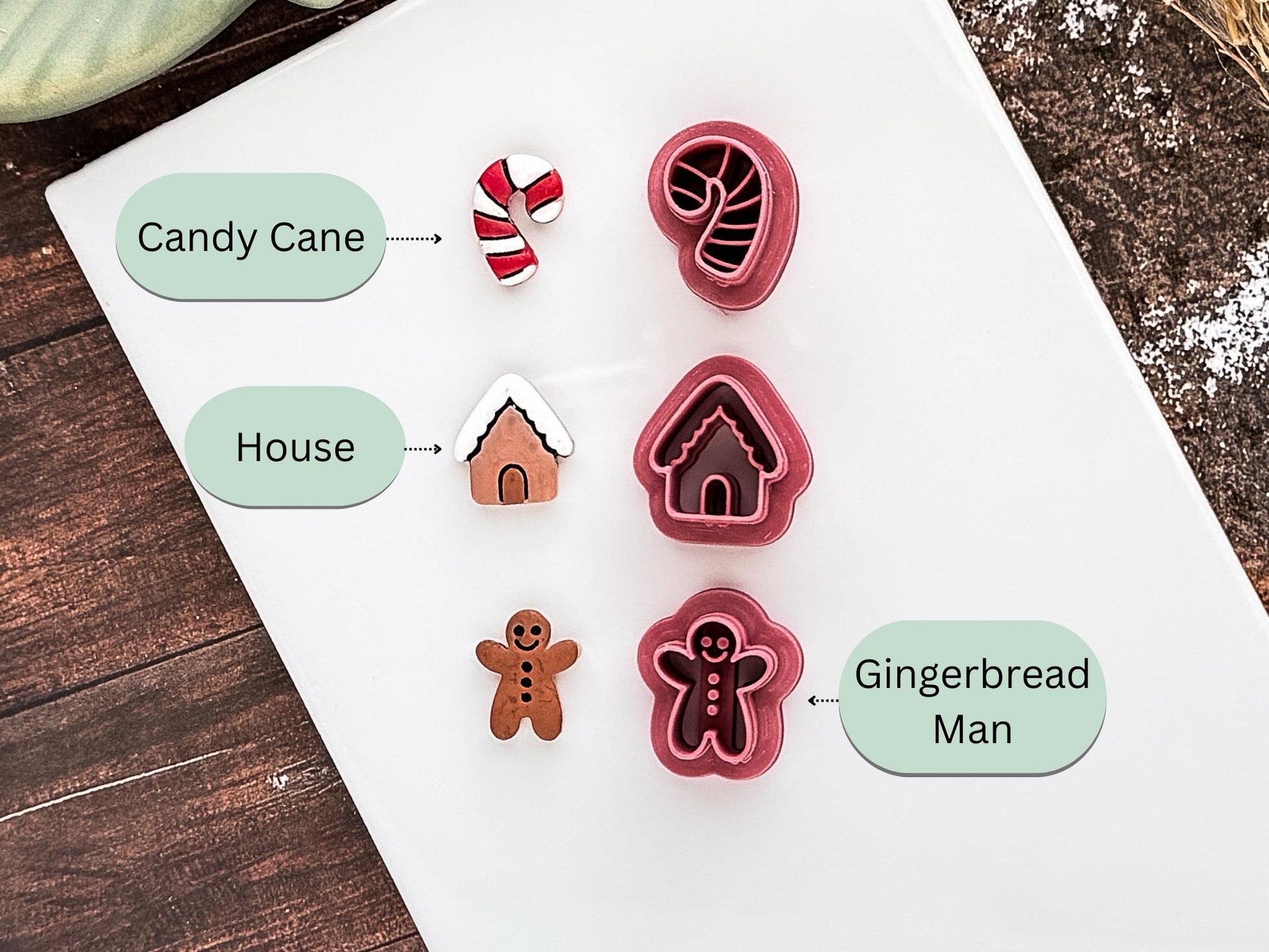 Christmas Stud Cutter Set, Small Festive Shapes For Making Polymer Clay Earrings and Fondant Decorations, 1.5 cm-Christmas Clay Cutters