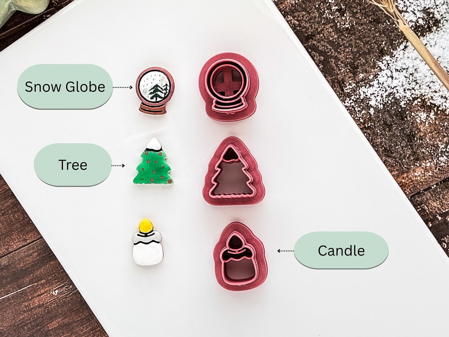 Christmas Stud Cutter Set, Small Festive Shapes For Making Polymer Clay Earrings and Fondant Decorations, 1.5 cm-Christmas Clay Cutters