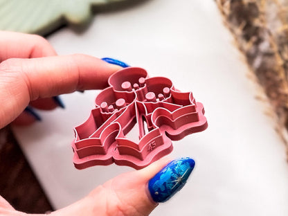 Gothic Christmas Holly Cutter, Skull And Leaves Detail for Polymer Clay, Fondant-Christmas Clay Cutters