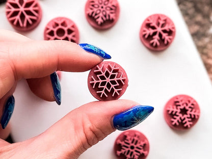 Snowflake Clay Stamp Set, 10 different debossing designs for winter clay and baking crafts-Christmas Clay Cutters