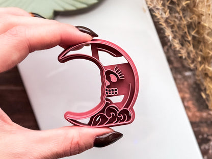Skull Moon Cutter For Metal Clay Polymer Clay And Fondant, 3.5 - 5.5 cm-Celestial Clay Cutters