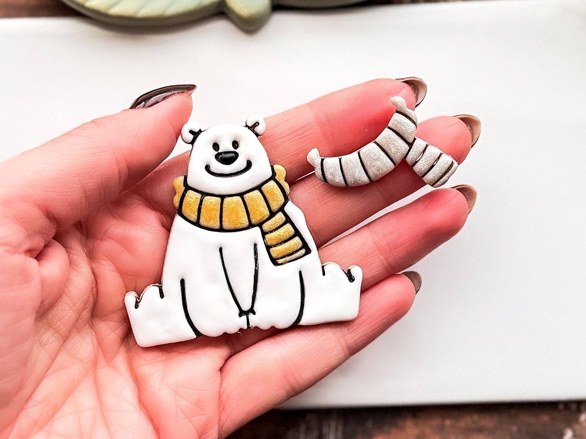 Winter Bear Clay Cutter, Polar Bear With Separate Scarf For Polymer Clay & Fondant, 3-5 cm-Autumn Clay Cutters
