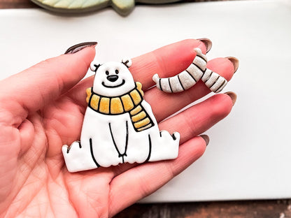 Winter Bear Clay Cutter, Polar Bear With Separate Scarf For Polymer Clay & Fondant, 3-5 cm-Autumn Clay Cutters