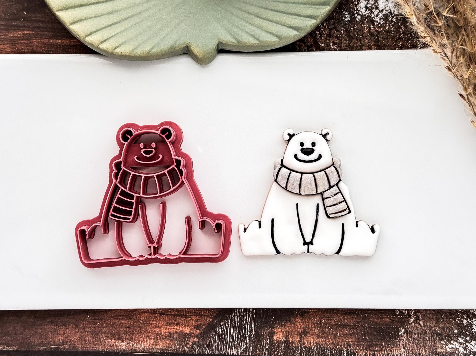 Winter Bear Clay Cutter, Polar Bear With Separate Scarf For Polymer Clay & Fondant, 3-5 cm-Autumn Clay Cutters