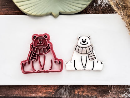 Winter Bear Clay Cutter, Polar Bear With Separate Scarf For Polymer Clay & Fondant, 3-5 cm-Autumn Clay Cutters