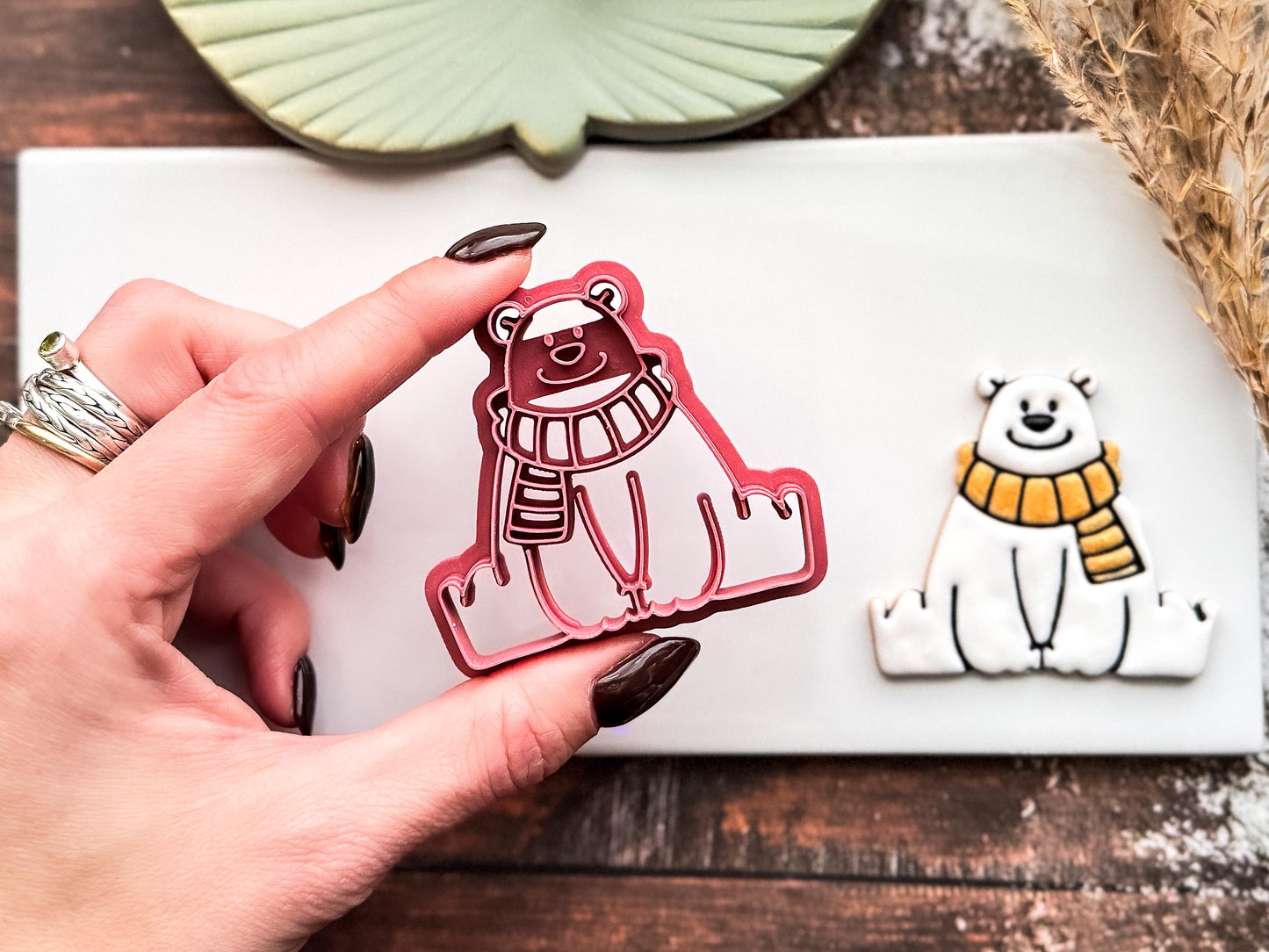 Winter Bear Clay Cutter, Polar Bear With Separate Scarf For Polymer Clay & Fondant, 3-5 cm-Autumn Clay Cutters