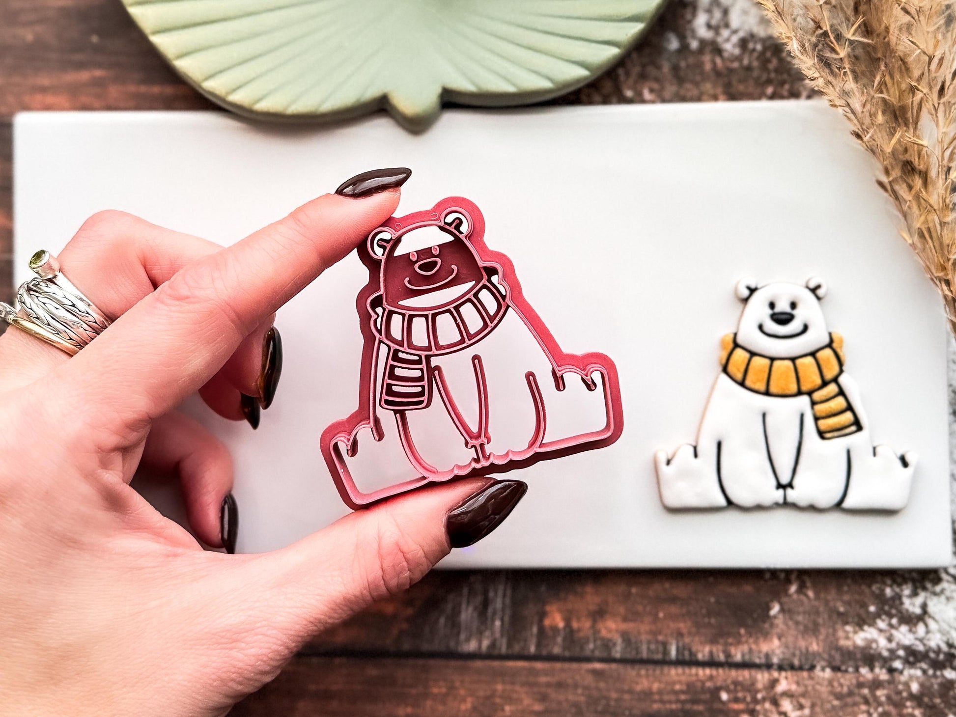 Winter Bear Clay Cutter, Polar Bear With Separate Scarf For Polymer Clay & Fondant, 3-5 cm-Autumn Clay Cutters