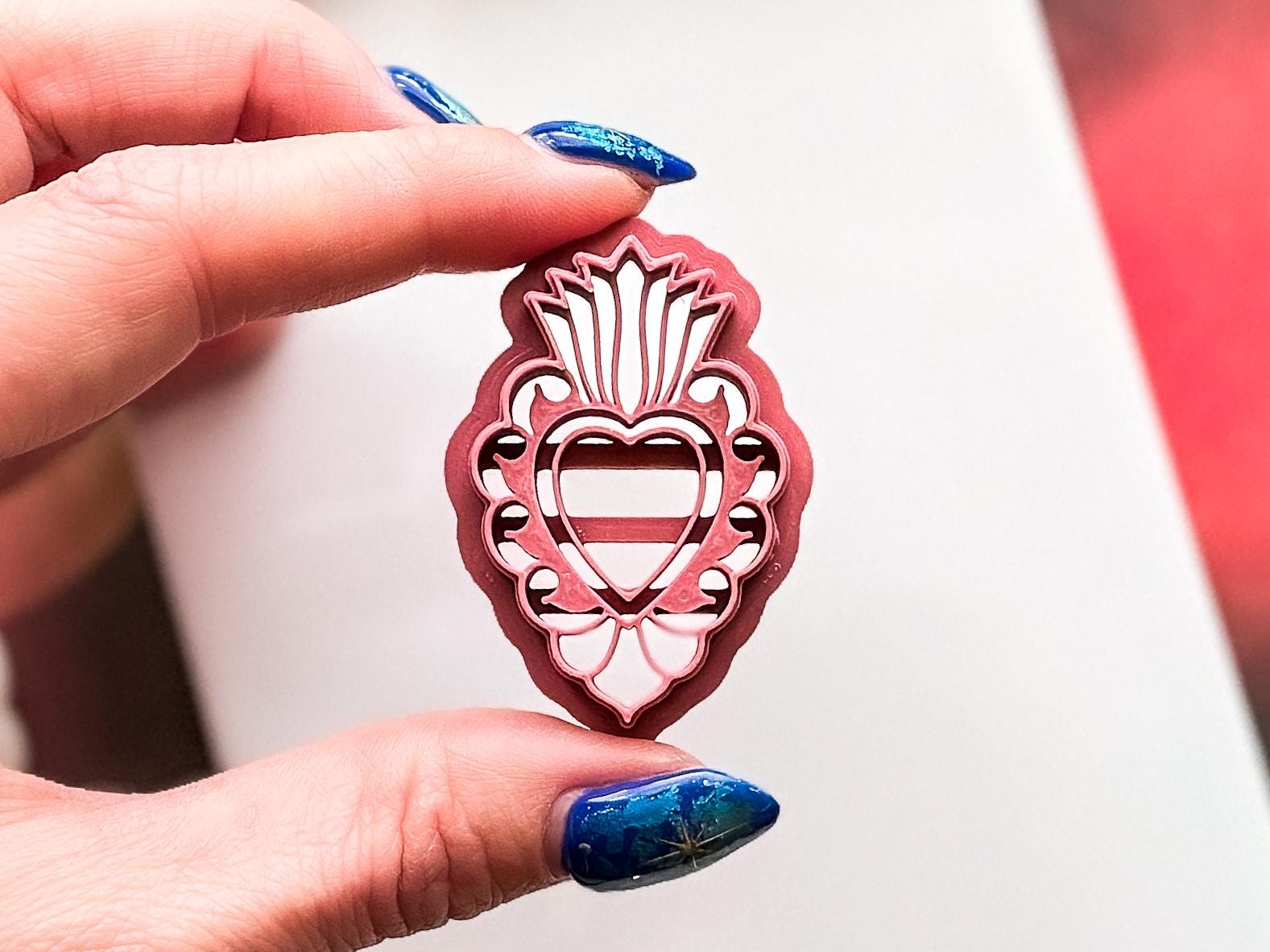 Mexican Sacred Heart Clay Cutter, Ornate Design for Polymer, Metal and Ceramic Clay, Fondant-Romantic Clay Cutters
