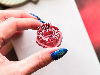 Mexican Sacred Heart Clay Cutter, Ornate Design for Polymer, Metal and Ceramic Clay, Fondant-Romantic Clay Cutters