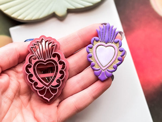 Mexican Sacred Heart Clay Cutter, Ornate Design for Polymer, Metal and Ceramic Clay, Fondant-Romantic Clay Cutters