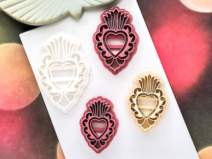 Mexican Sacred Heart Clay Cutter, Ornate Design for Polymer, Metal and Ceramic Clay, Fondant-Romantic Clay Cutters