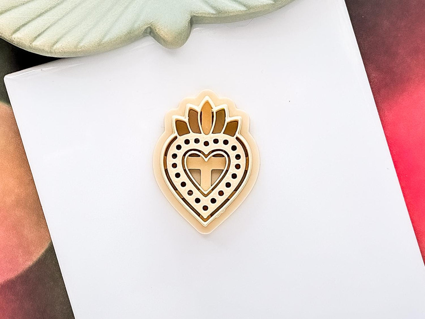 Sacred Heart Clay Cutter Short, Ornate Design for Polymer Metal and Ceramic Clay, Fondant-Romantic Clay Cutters