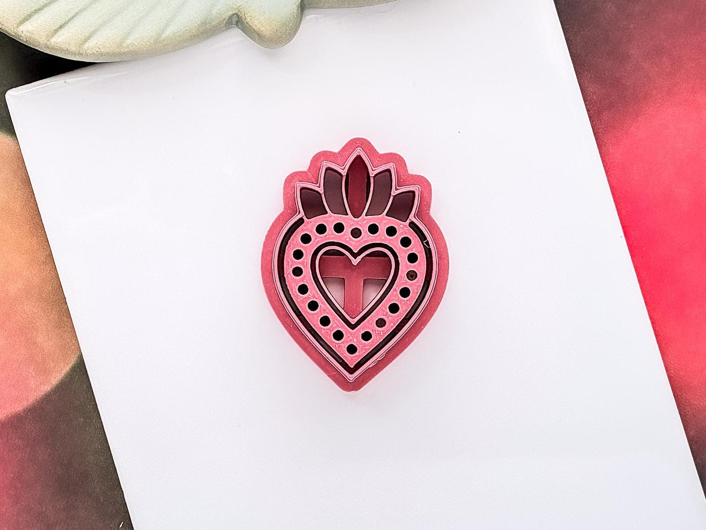 Sacred Heart Clay Cutter Short, Ornate Design for Polymer Metal and Ceramic Clay, Fondant-Romantic Clay Cutters